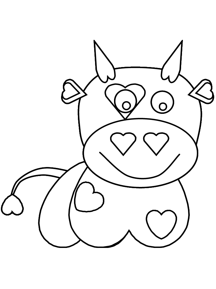 Heart Animal Coloring Pages heart cow Printable 2021 3204 Coloring4free