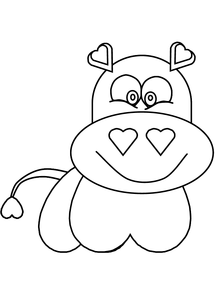 Heart Animal Coloring Pages heart hippo Printable 2021 3208 Coloring4free