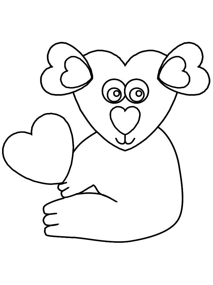Heart Animal Coloring Pages heart koala Printable 2021 3211 Coloring4free