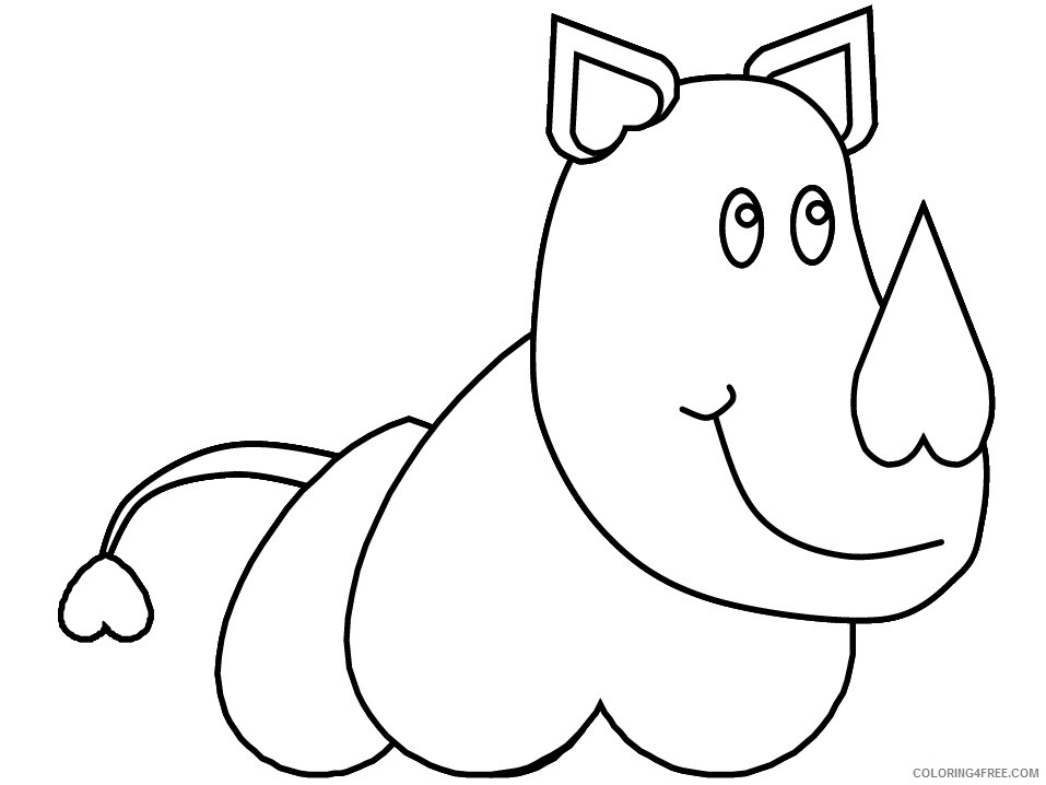 Heart Animal Coloring Pages heart rhino Printable 2021 3220 Coloring4free