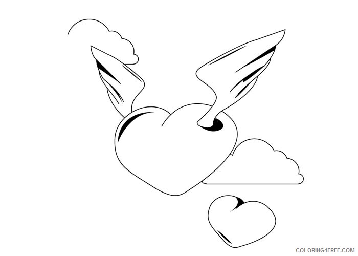 Heart Coloring Pages Heart with wings Printable 2021 3191 Coloring4free