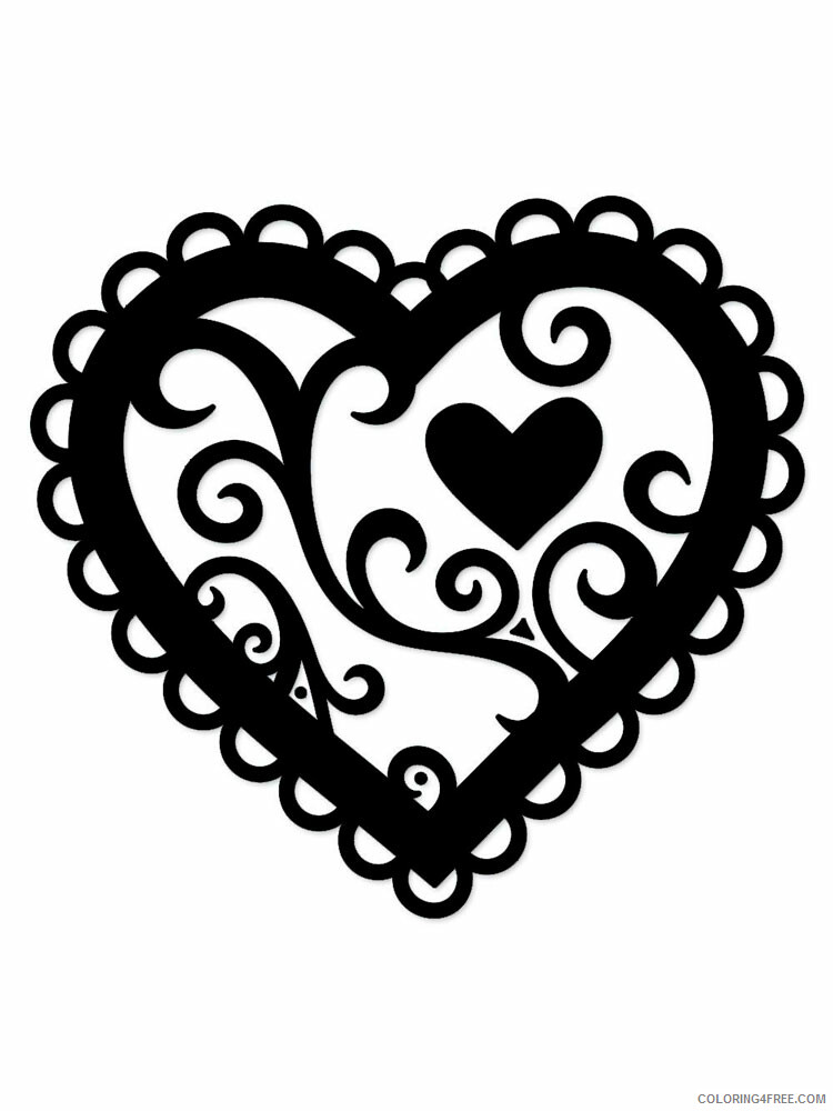 Heart Coloring Pages heart stencils 9 Printable 2021 3189 Coloring4free