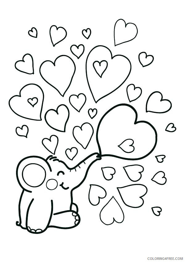 Hearts Coloring Pages Elephant Heart Bubbles Printable 2021 3231 Coloring4free