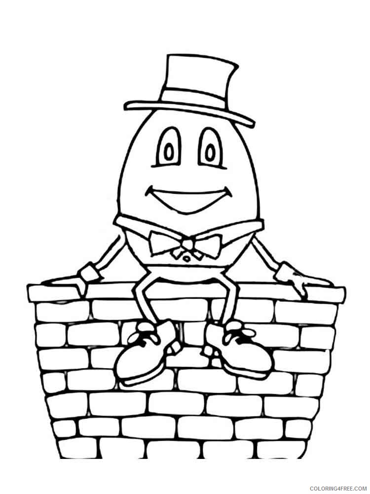 Humpty Dumpty Nursery Rhyme Sketch Coloring Page