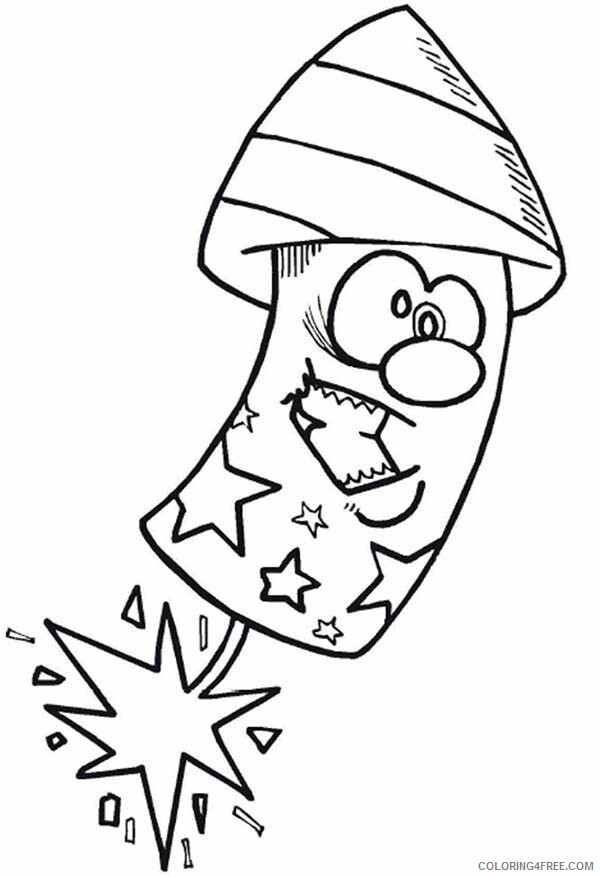 Independence Day Coloring Pages Cartoon Firecracker Celebration Printable 2021 Coloring4free
