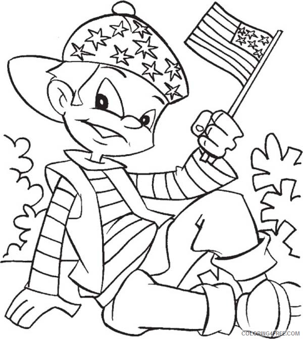 Independence Day Coloring Pages Little Kid Celebrating Celebration Printable 2021 Coloring4free