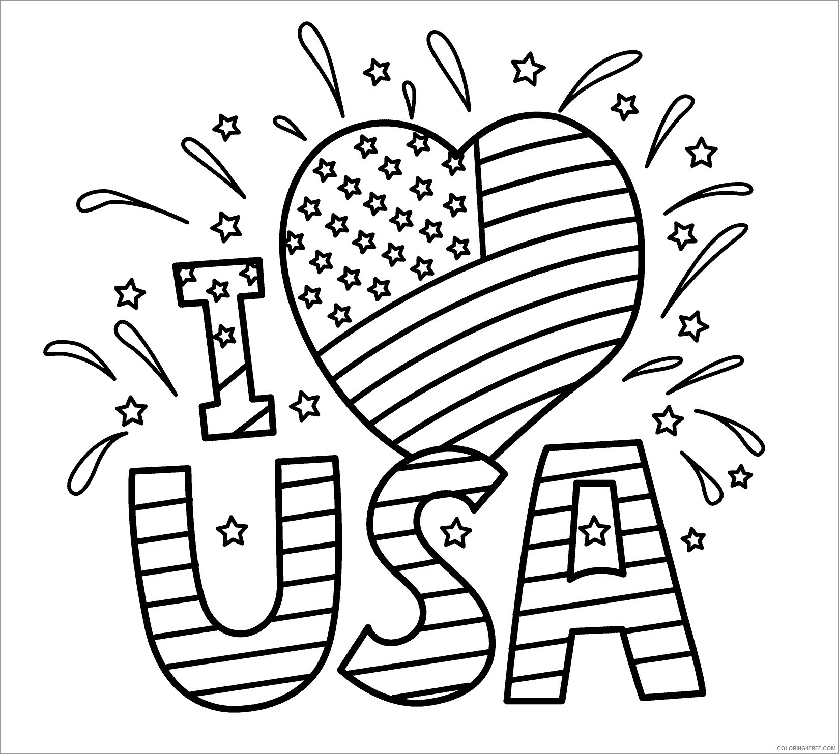 Independence Day Coloring Pages i love usa independence day Printable 2021 3515 Coloring4free