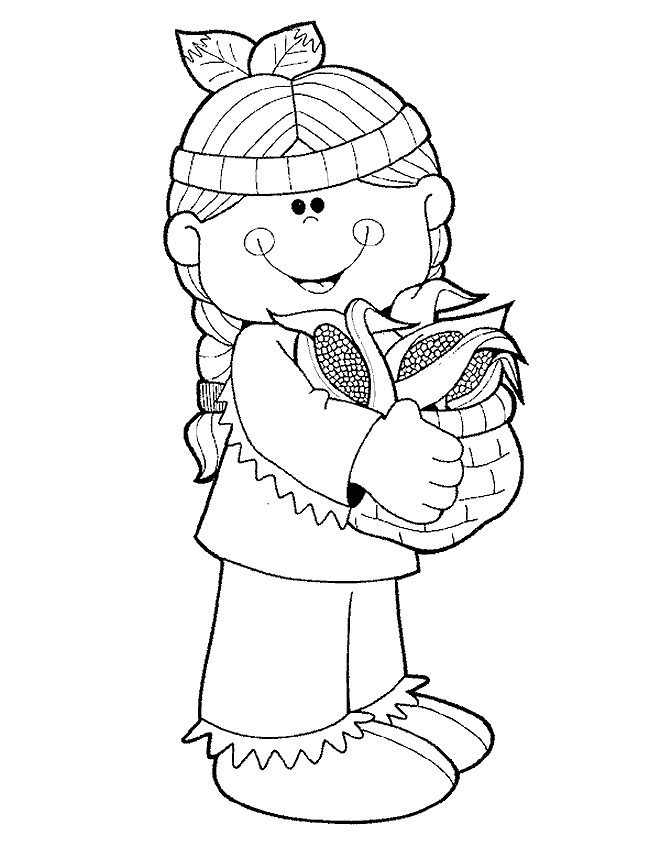 Indian Coloring Pages Harvest Indian Printable 2021 3535 Coloring4free