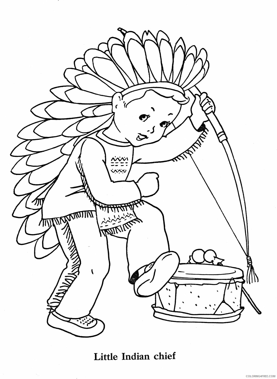 Indian Coloring Pages Little Indian Chief Indian Printable 2021 3551 Coloring4free