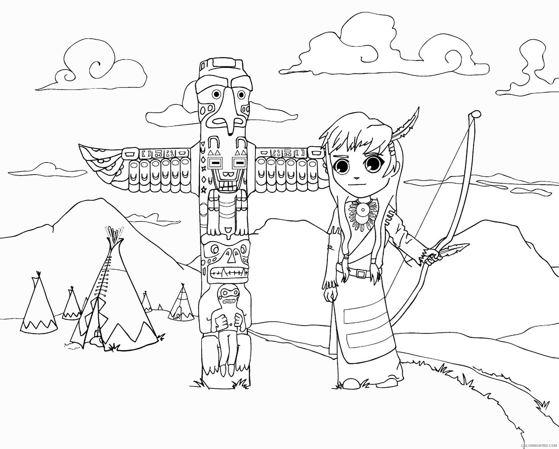 Indian Coloring Pages indians_07 Printable 2021 3545 Coloring4free