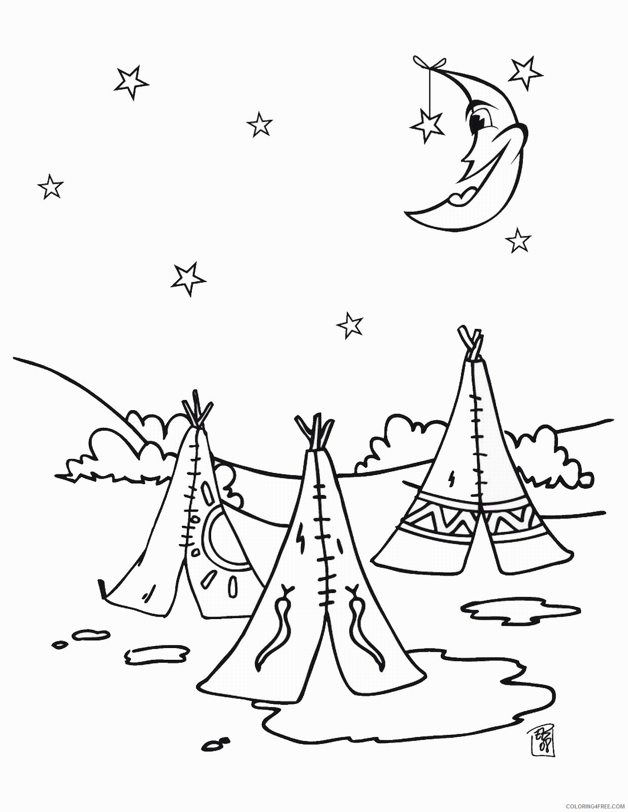 Indian Coloring Pages indians_08 Printable 2021 3546 Coloring4free