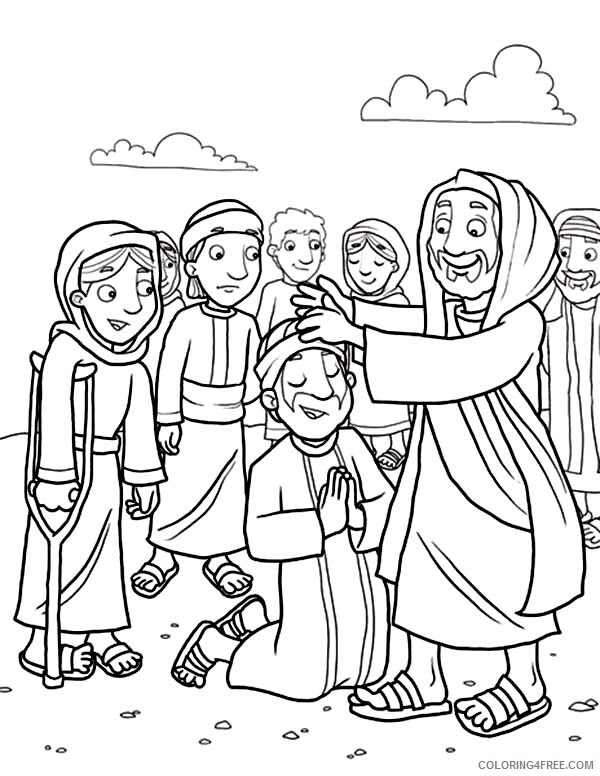 Jesus Coloring Pages Jesus Heals the Sick with His Disciples Printable 2021 3586 Coloring4free
