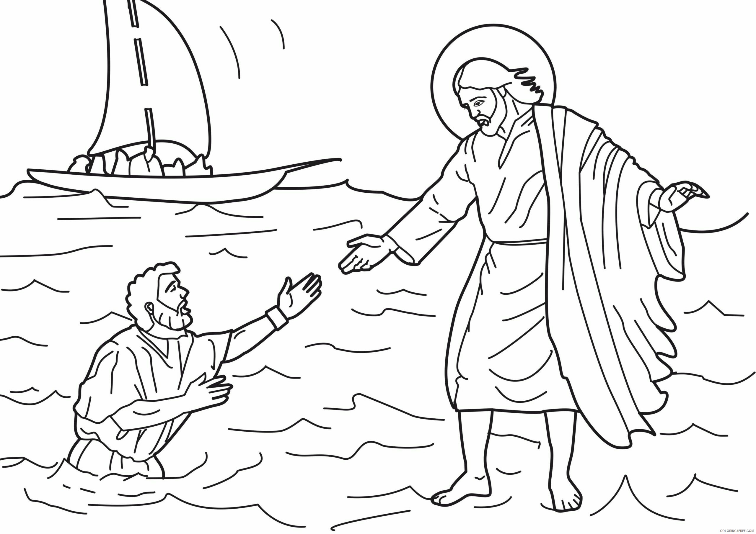 Jesus Coloring Pages Jesus Walking on Water Printable 2021 3591 Coloring4free