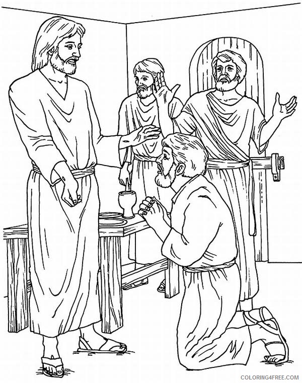 Jesus Coloring Pages Thomas Disciples of Jesus Ask for Blessing Printable 2021 3599 Coloring4free