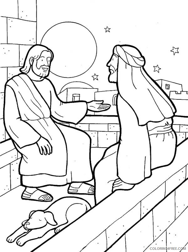 Jesus Coloring Pages coloringJesus Nicodemus Printable 2021 3570 Coloring4free