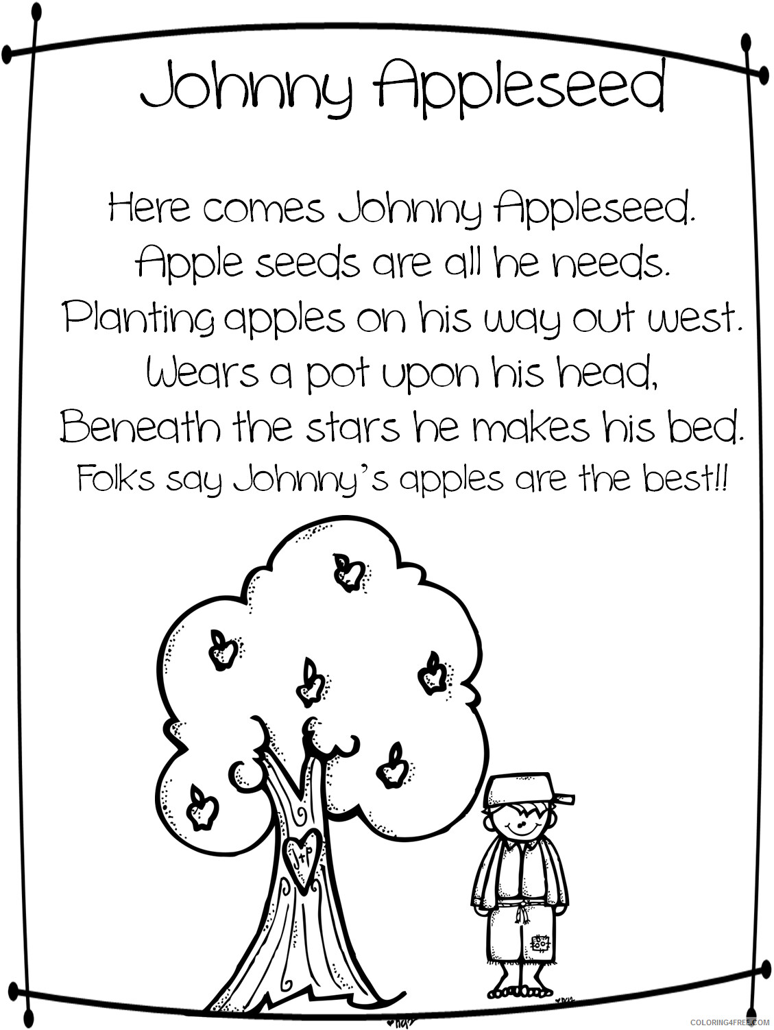 Johnny Appleseed Coloring Pages Free Johnny Appleseed Printable 2021 3609 Coloring4free