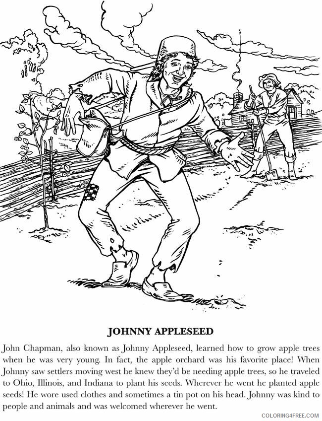 Johnny Appleseed Coloring Pages Free Johnny Appleseeds Printable 2021 3610 Coloring4free