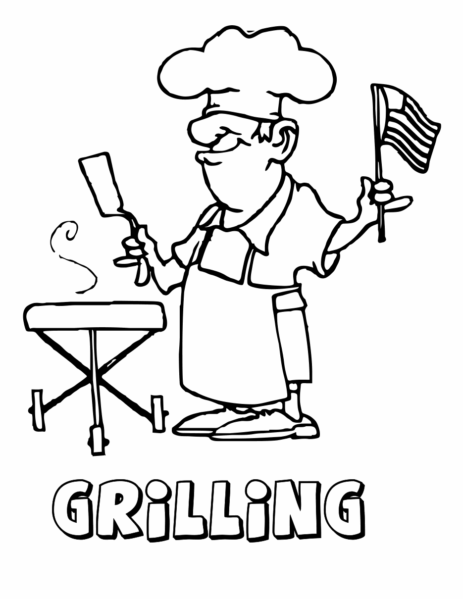 July Coloring Pages Grilling in July Printable 2021 3616 Coloring4free