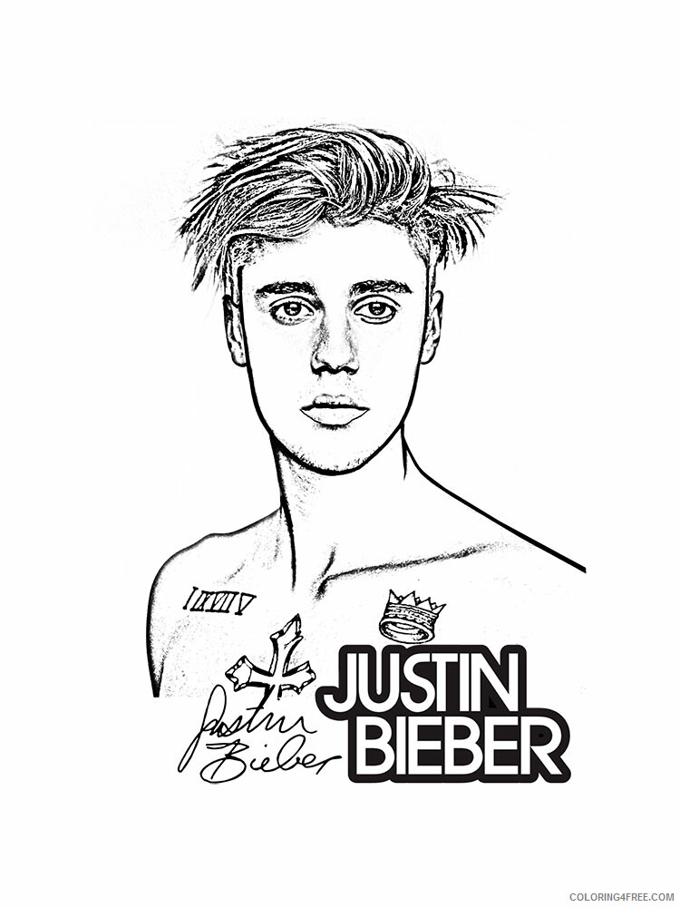 Justin Bieber Coloring Pages Justin Bieber 7 Printable 2021 3635 Coloring4free
