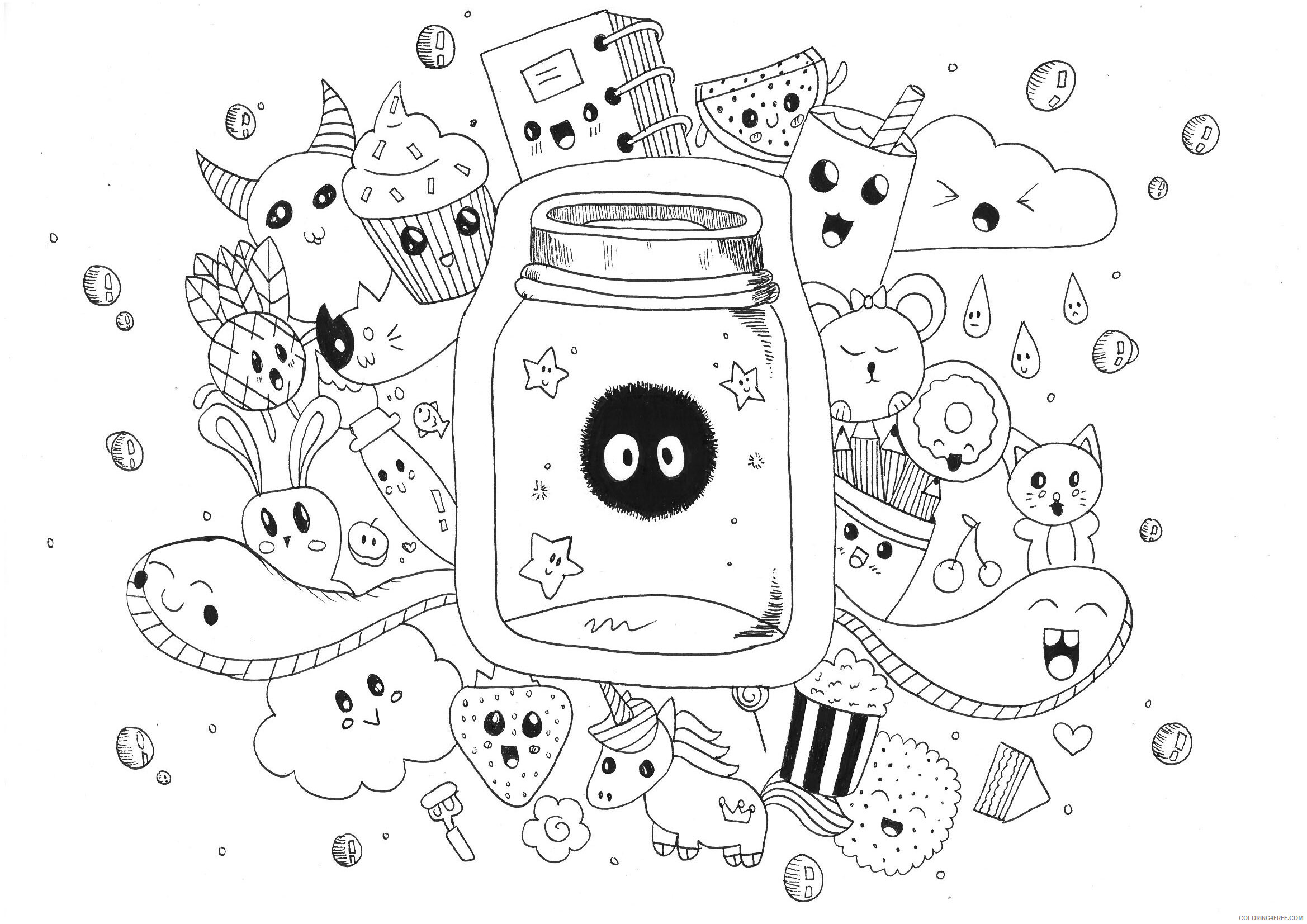 Kawaii Coloring Pages Complex Kawaii Printable 2021 3661 Coloring4free