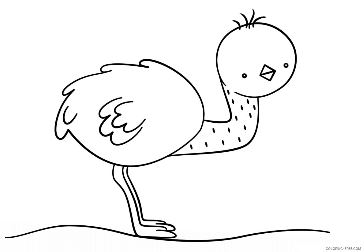 Kawaii Coloring Pages Cute Baby Ostrich Printable 2021 3663 Coloring4free