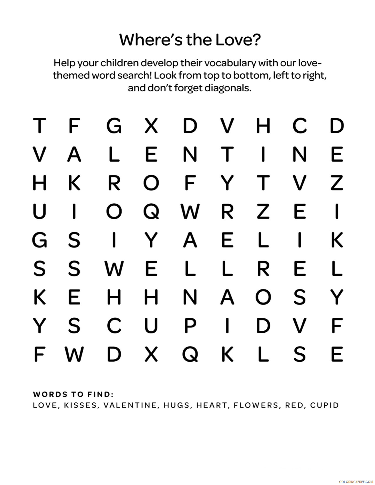 Love Coloring Pages Love Third Grade Word Search Printable 2021 3938 Coloring4free