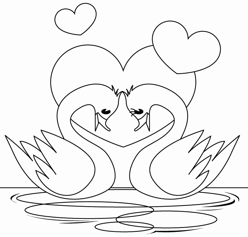 Love Coloring Pages Swans in Love Printable 2021 3946 Coloring4free