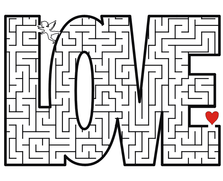 Love Coloring Pages Valentines Love Maze Printable 2021 3952 Coloring4free