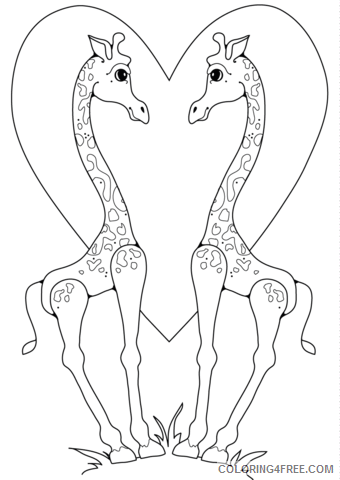 Love Coloring Pages two giraffes in love Printable 2021 3948 Coloring4free