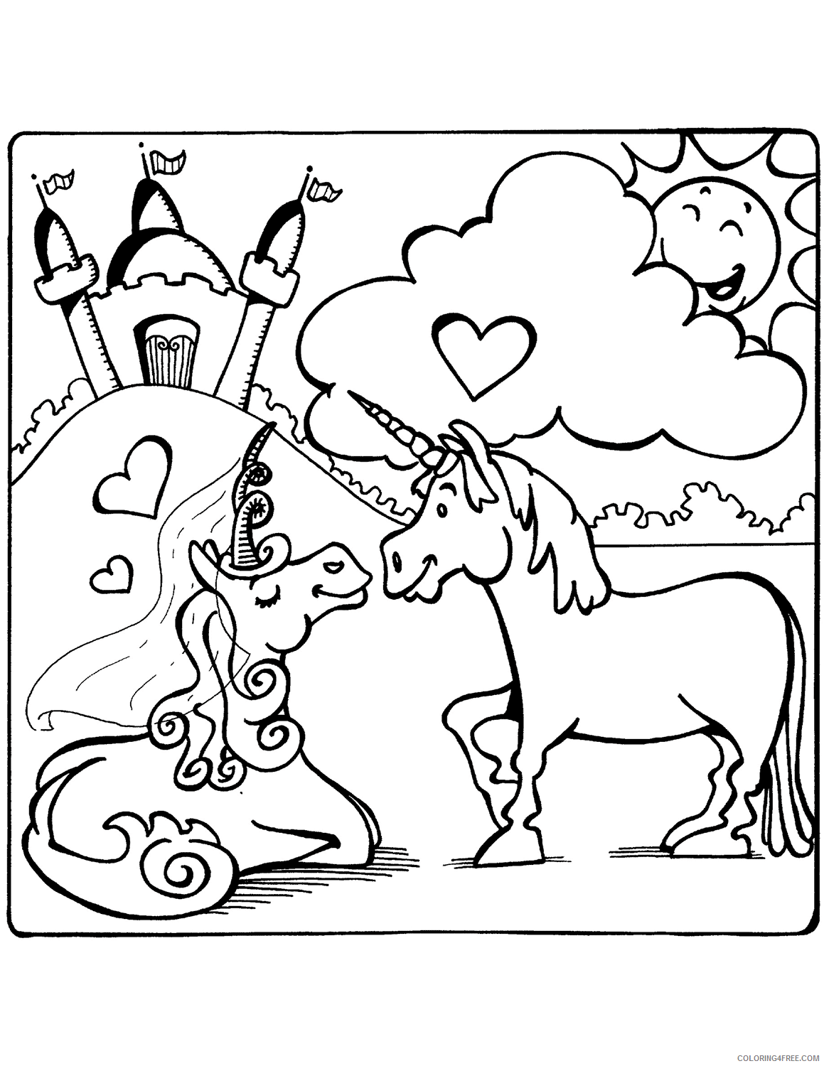 Love Coloring Pages unicorns in love Printable 2021 3950 Coloring4free
