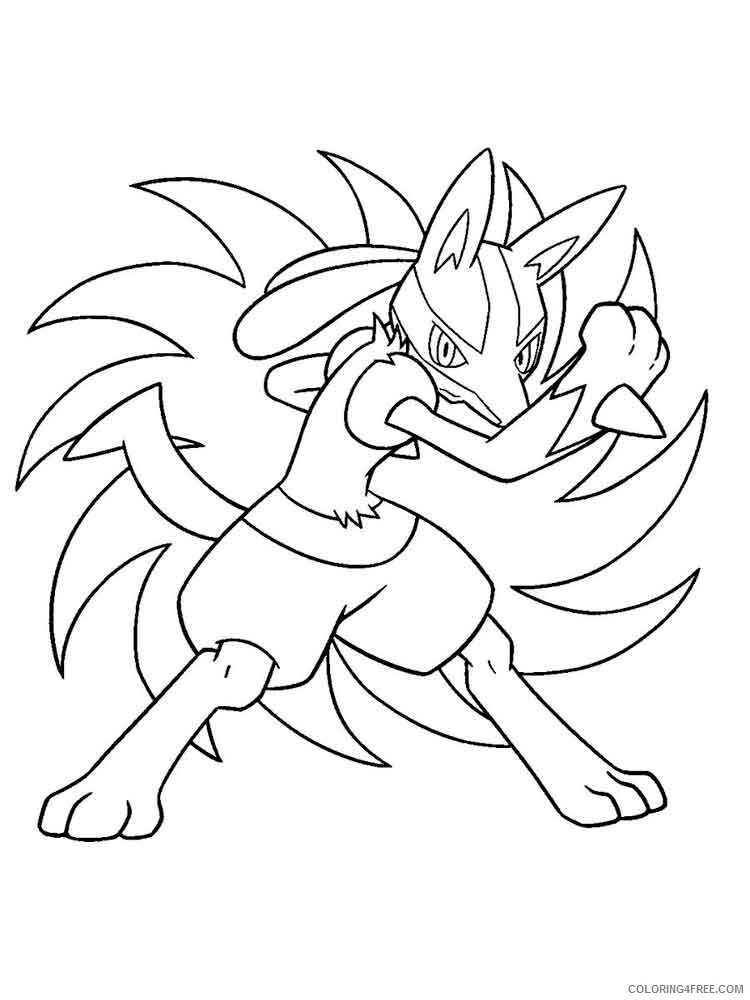 Lucario Coloring Pages lucario 3 Printable 2021 3954 Coloring4free