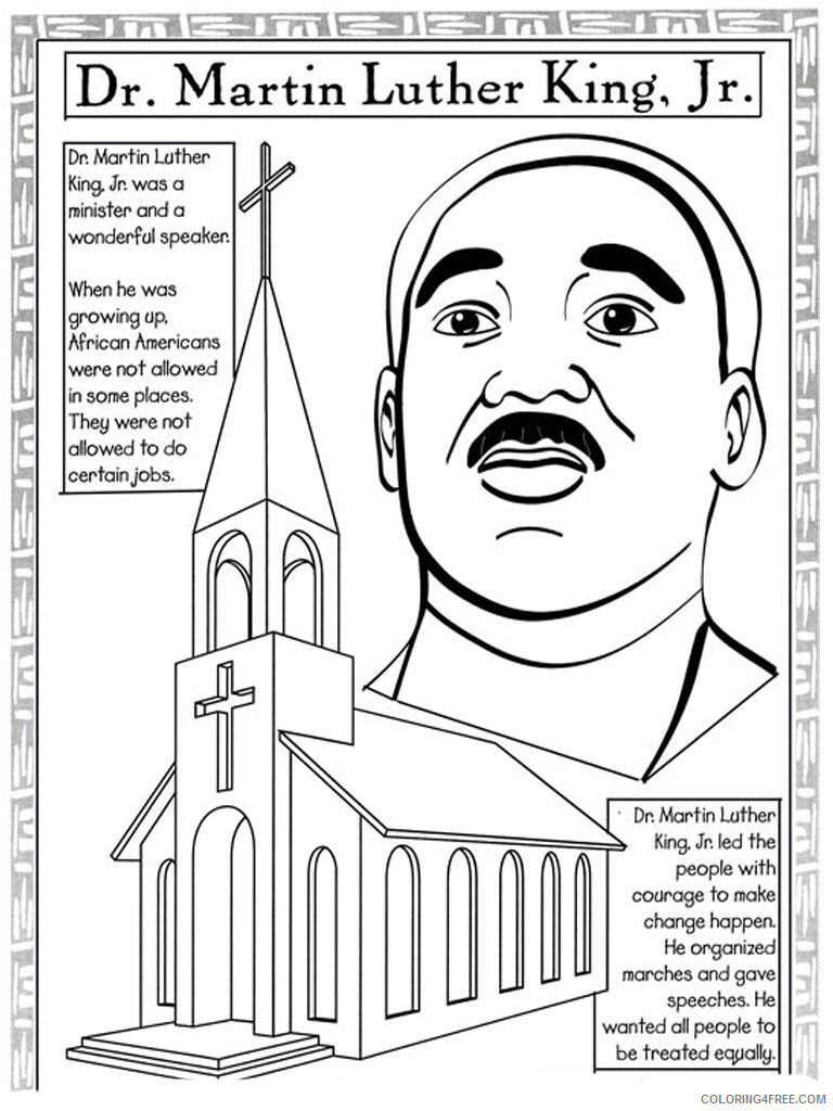 Martin Luther King Coloring Pages Martin Luther King Worksheets Print 2021 3994 Coloring4free