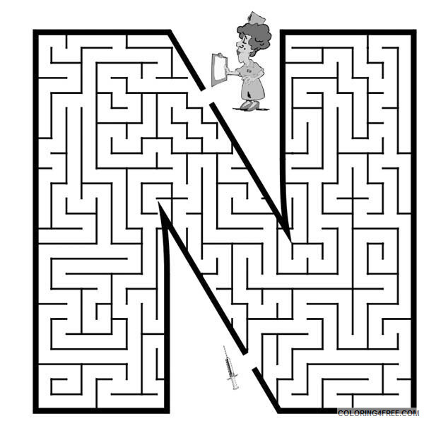 Maze Coloring Pages Capital Letter N Maze Printable 2021 4015 Coloring4free