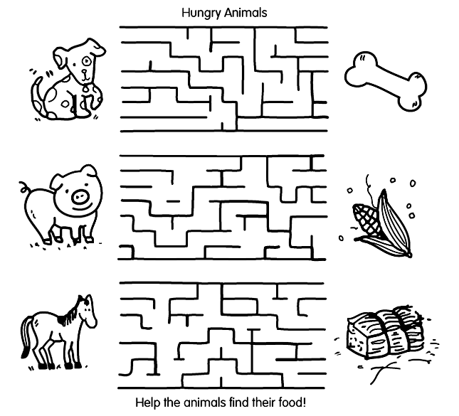 Maze Coloring Pages Easy Mazes Animal Printable 2021 4018 Coloring4free