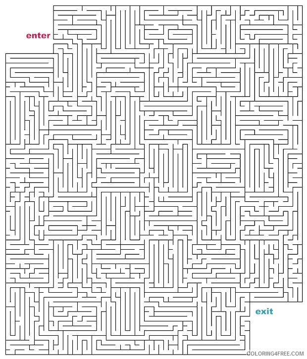 Maze Coloring Pages Hard Mazes Printable 2021 4023 Coloring4free