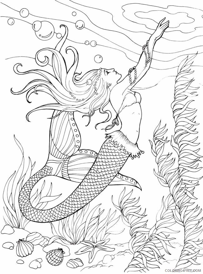Mermaid Coloring Pages Beautiful Mermaid for Adults Printable 2021 4060 Coloring4free