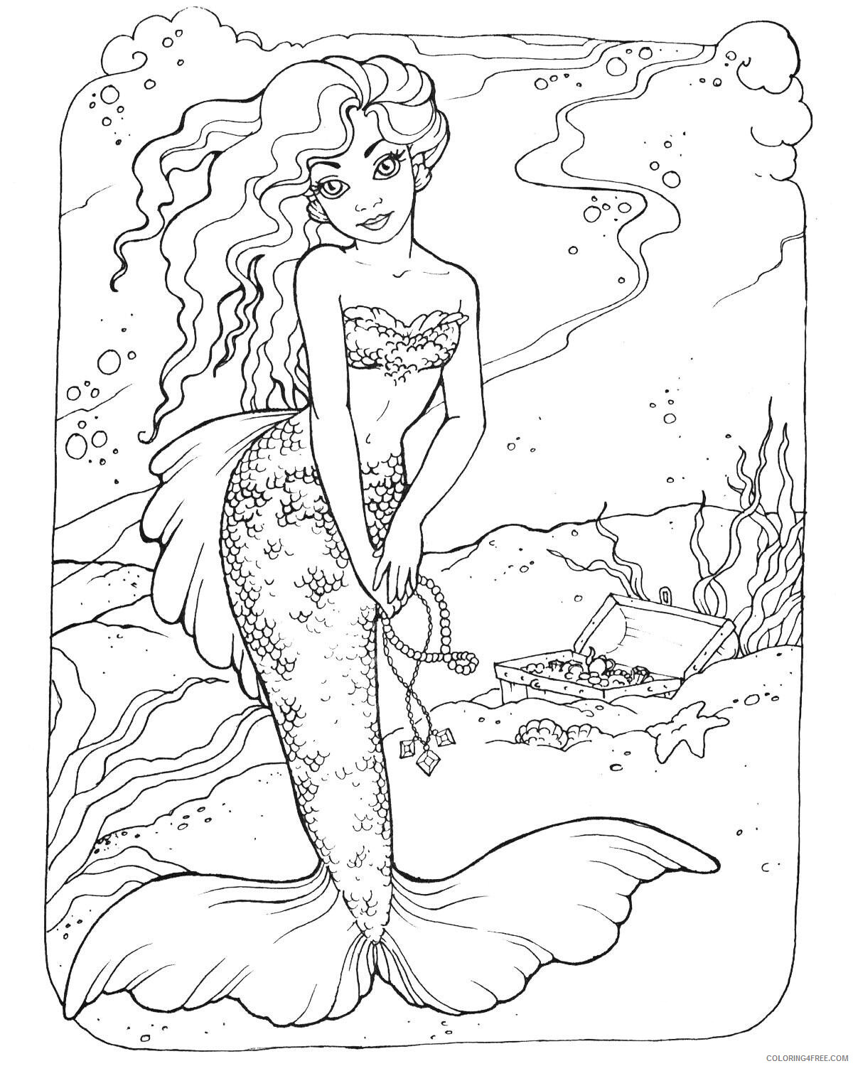Mermaid Coloring Pages Mermaid Adult Printable 2021 4063 Coloring4free