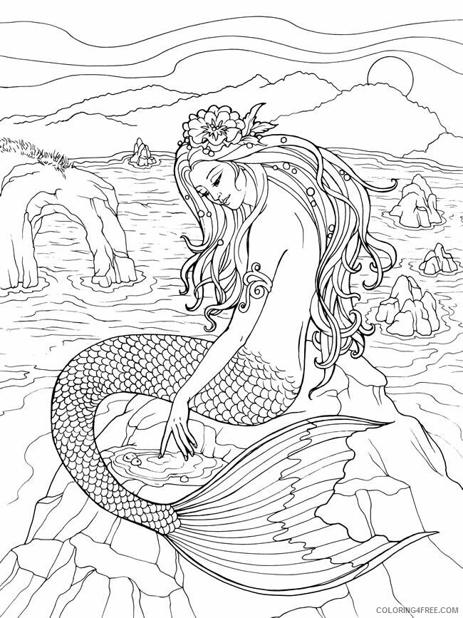 Mermaid Coloring Pages Mermaid for Adults Printable 2021 4099 Coloring4free