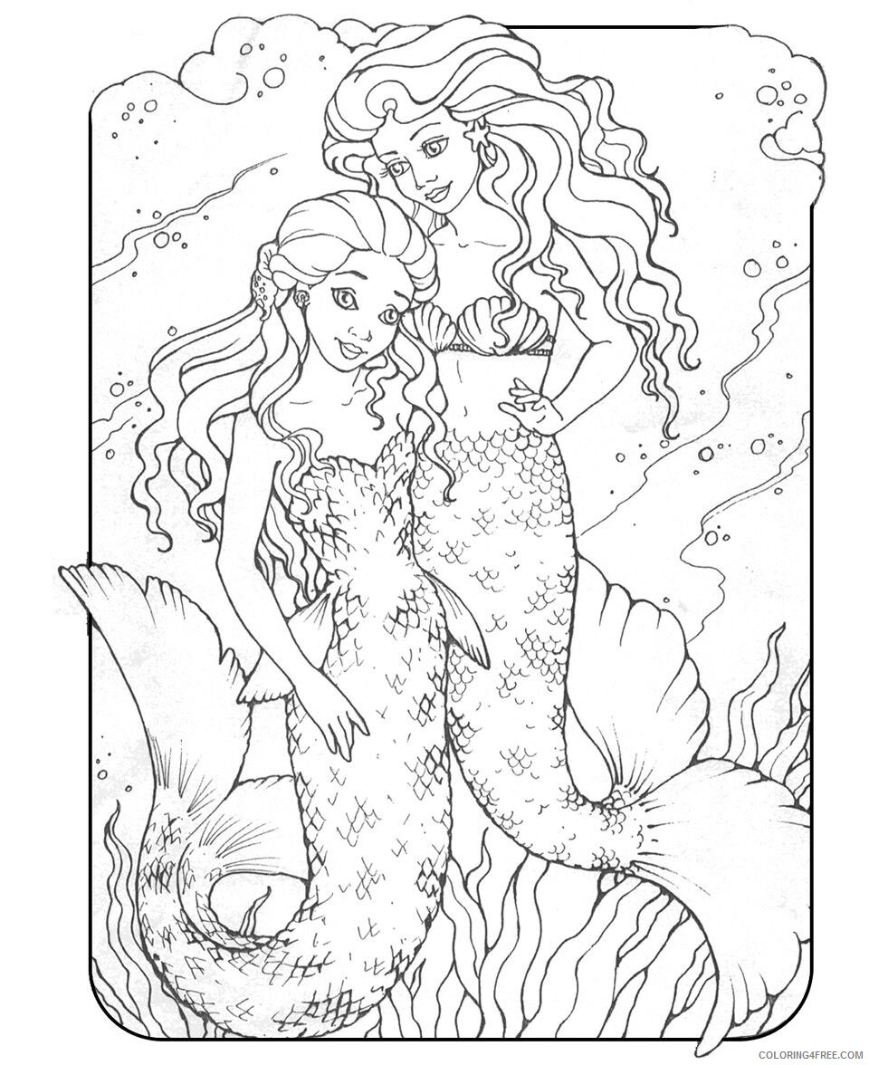 Mermaid Coloring Pages Mermaids for Adults Printable 2021 4122 Coloring4free