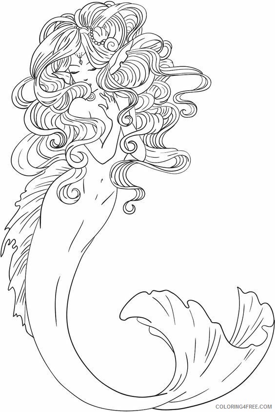 Mermaid Coloring Pages Pretty Mermaid for Adults Printable 2021 4127 Coloring4free
