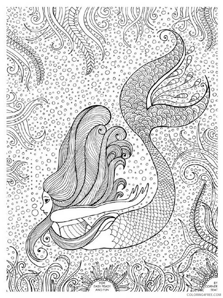 Mermaid Coloring Pages mermaid for adults 1 Printable 2021 4101 Coloring4free