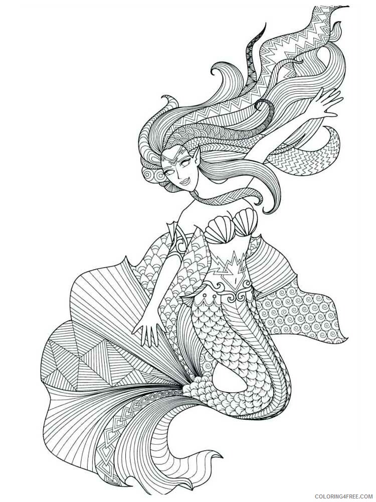 Mermaid Coloring Pages mermaid for adults 14 Printable 2021 4103 Coloring4free
