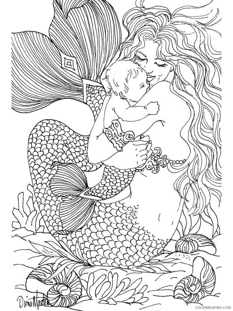 Mermaid Coloring Pages mermaid for adults 15 Printable 2021 4104 Coloring4free