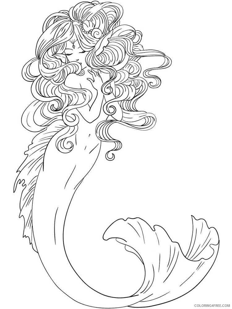 Mermaid Coloring Pages mermaid for adults 18 Printable 2021 4107 Coloring4free