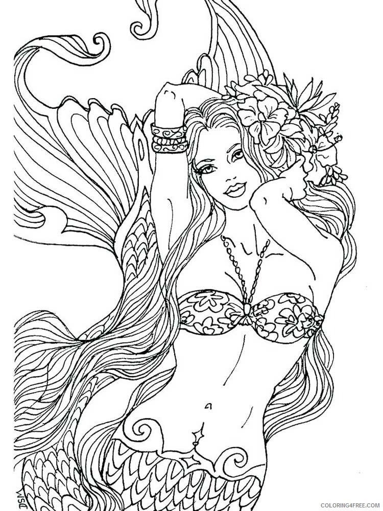 Mermaid Coloring Pages mermaid for adults 7 Printable 2021 4110 Coloring4free