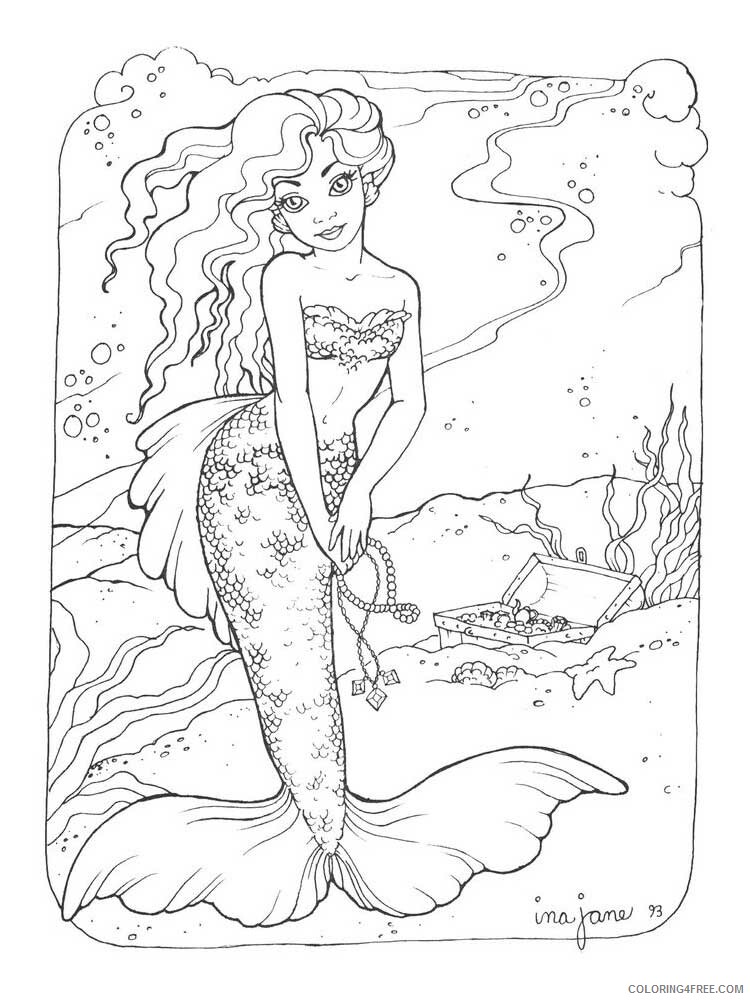 Mermaid Coloring Pages mermaid for adults 8 Printable 2021 4111 Coloring4free