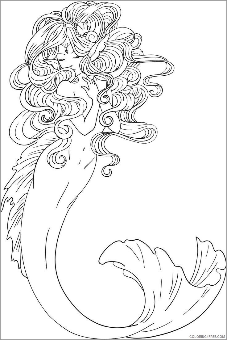 Mermaid Coloring Pages mermaid hair Printable 2021 4116 Coloring4free