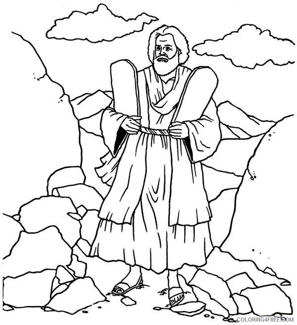 Moses Coloring Pages Depiction of Moses and Ten Commandments Printable 2021 4268 Coloring4free