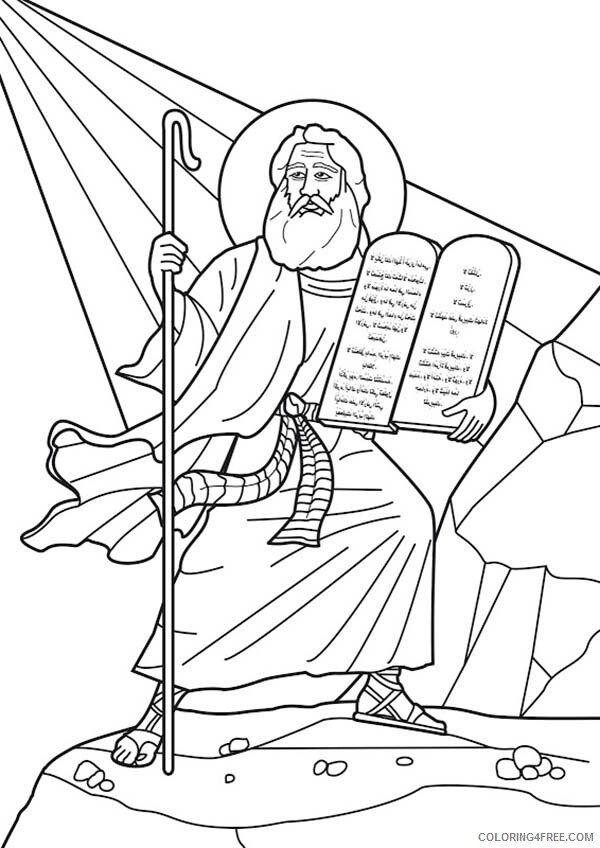Moses Coloring Pages Moses at Mount Sinai Receives the Ten Commandments 2021 Coloring4free