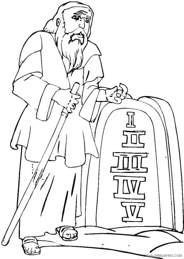 Moses Coloring Pages Moses with Ten Commandments Printable 2021 4284 Coloring4free
